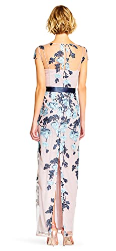 Adrianna Papell Women's Cascading Floral Colmn Gwn Dress, Midnight Multi/Nude, 8