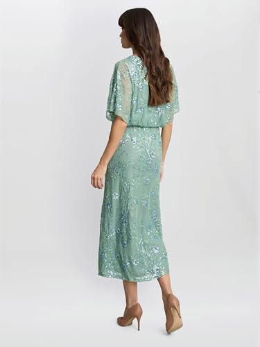 Gina Bacconi Women's Sequin Midi Dress Cocktail, SAGE, 22