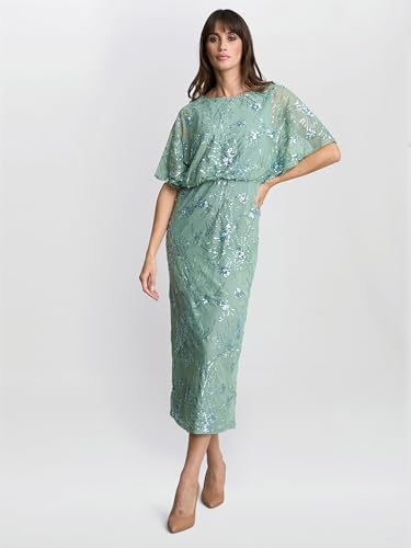 Gina Bacconi Women's Sequin Midi Dress Cocktail, SAGE, 22