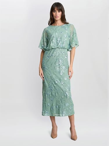 Gina Bacconi Women's Sequin Midi Dress Cocktail, SAGE, 22