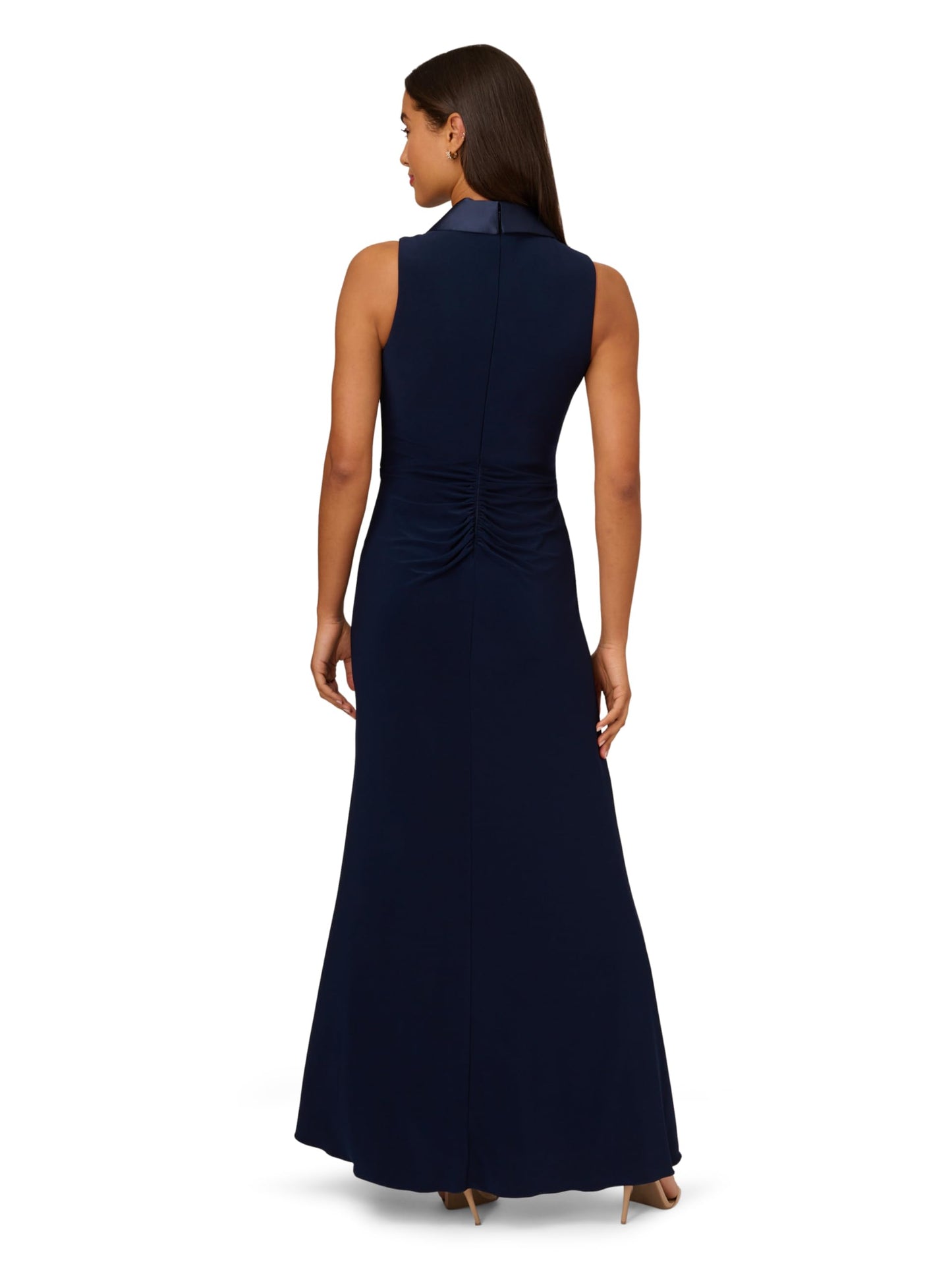 Adrianna Papell Women's Jersey Tuxedo Gown Special Occasion Dress, Midnight, 10