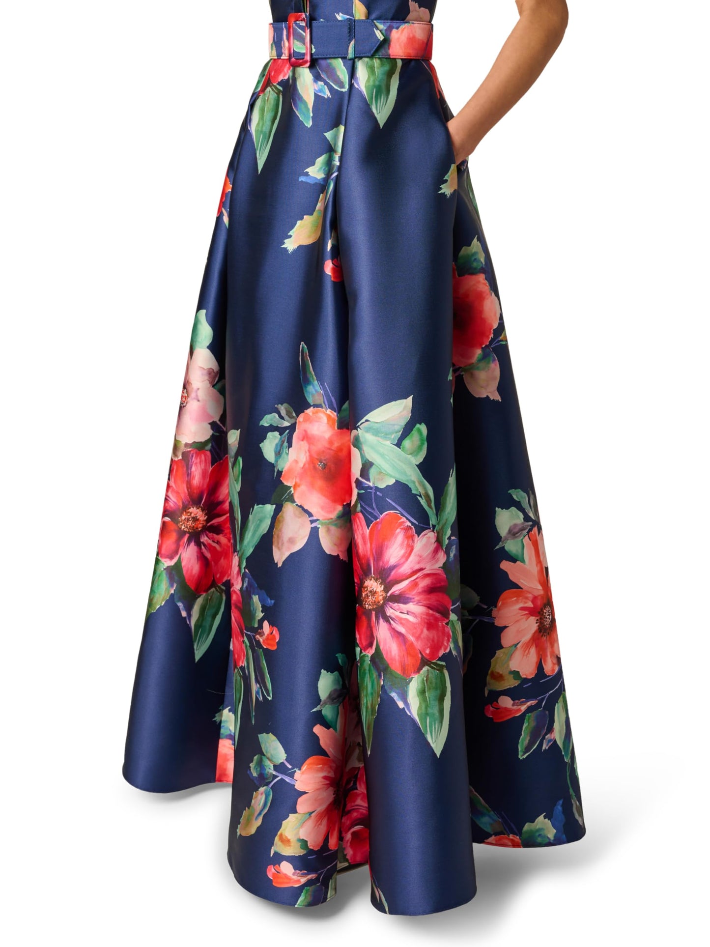 Adrianna Papell Floral Mikado Gown, Navy Multi, 18