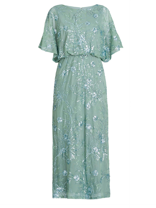 Gina Bacconi Women's Sequin Midi Dress Cocktail, SAGE, 22