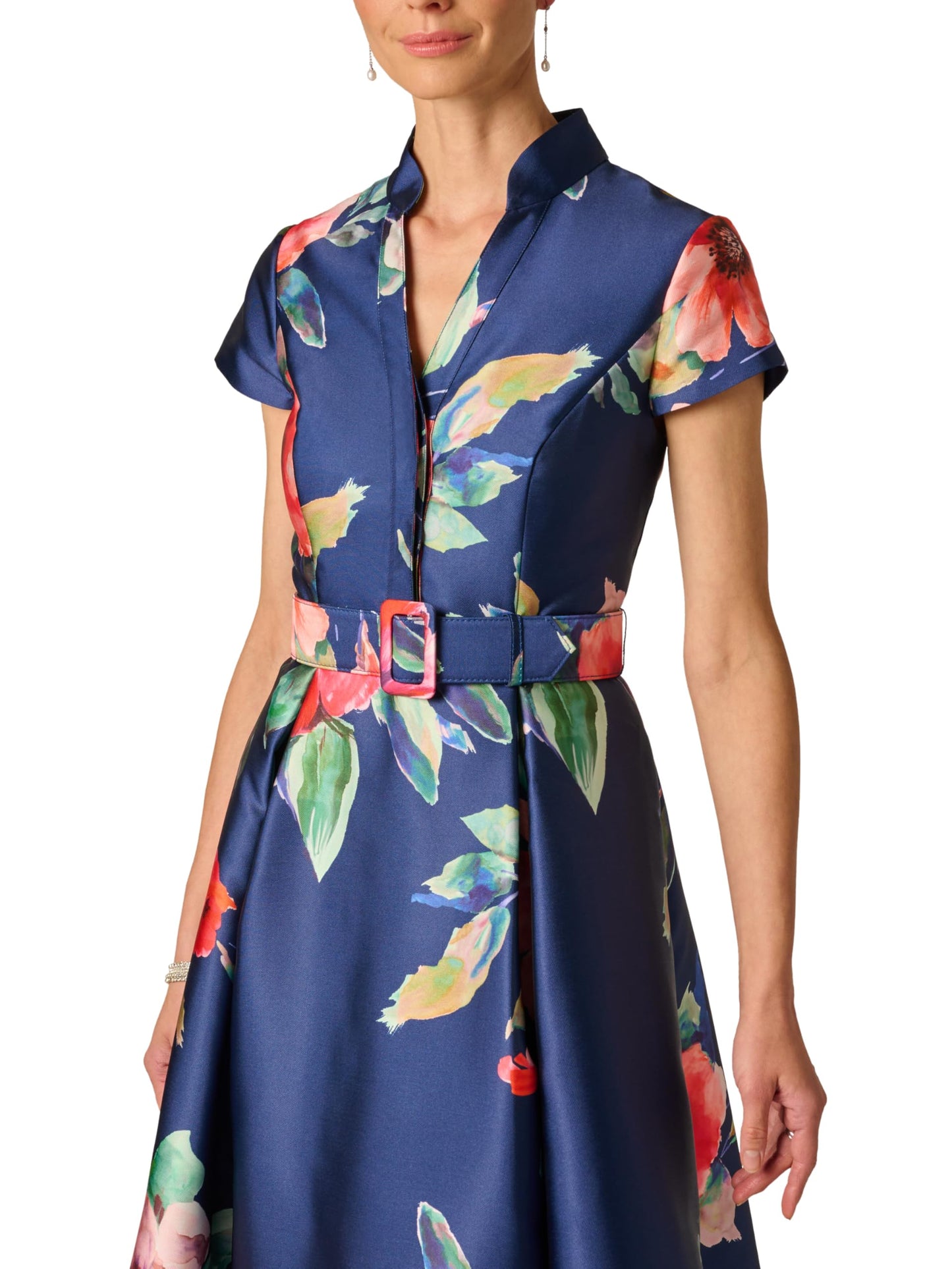 Adrianna Papell Floral Mikado Gown, Navy Multi, 18